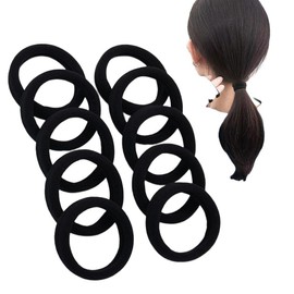 LIKENNY Hair Rubber Bands, Black, Non-marking Hairband, Adult, Ponytail, Ring Rubber, High Elasticity, Hair Clip, Thick, Black, Women's, Stylish, Hair Accessories, Non-Cut, Outer Diameter 1.6 inches
