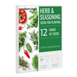12 Varieties of Seasoning Seeds for Planting, Family Kitchen Spice Herb & Veggie Seeds Packet, Basil, Rosemary, Thyme, Cilantro, Pepper, Mint, Non-GMO, Heirloom, for Home Garden Indoor Outdoor