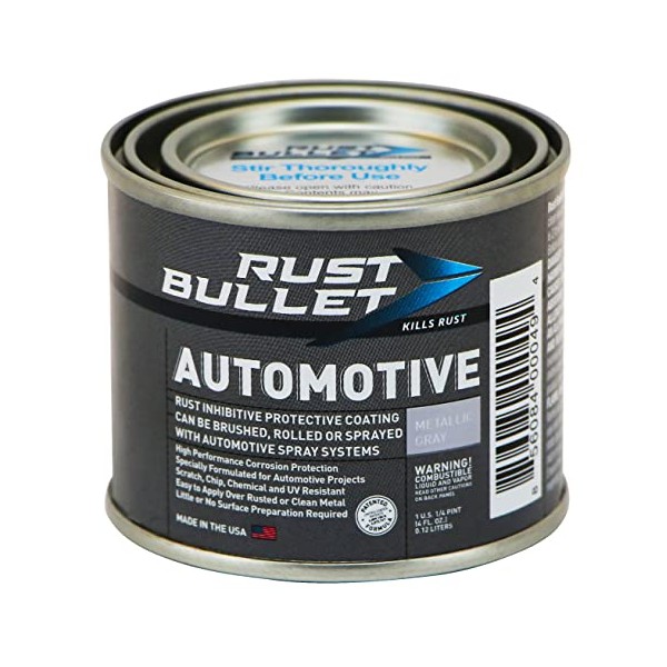 Rust Bullet - Automotive Rust Inhibitor Paint - Rust Preventive Protective Coating - No Topcoat Needed - 4 oz, Metallic Gray