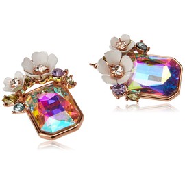 Betsey Johnson Flower Cluster Stone Drop Earrings
