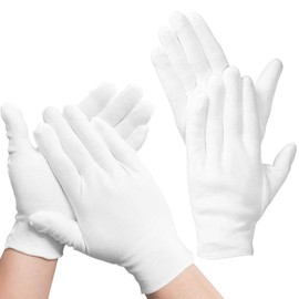 Fizzix White Gloves, 2 Pairs Cotton Gloves for Dry Hands, Inspection, and Costume, Soft and Breathable, Reusable and Washable for Comfortable Daily Use