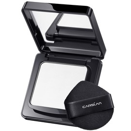 CARSLAN Base de maquillaje en polvo compacto con control de aceite para rostro, resistente al agua, de larga duración durante 24 horas, sin brillo, sin poros, suave, 01 translúcido para piel seca (