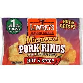Lowreys Bacon Curls, microwave Pork Rinds Variety Combo, Original & Hot & Spicy, 1.75 Oz (Pack of 6)