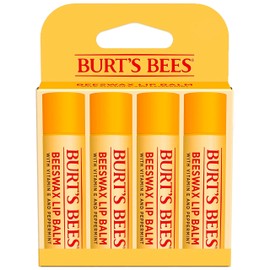Burt's Bees Lip Balm - Original Beeswax, Lip Moisturizer With Responsibly Sourced Beeswax, Tint-Free, Natural Origin Conditioning Treatment, 4 Tubes, 0.15 oz.