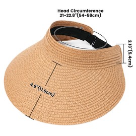 Womens Sun Visor Hat Straw Sun Visors for Women Summer Packable Ponytail Beach Hats for Women Travel Pink