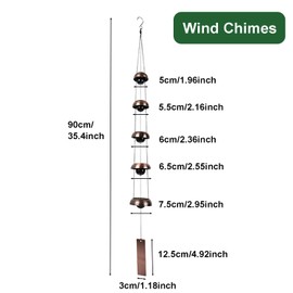 Reicyfang - Campanas de viento para exteriores, campanas de viento de campana, campanillas de viento de cobre con 5 campanas, campanillas de viento de templo, campanillas de viento Feng Shui,