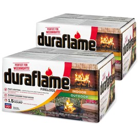 Duraflame 2.5-lb 1.5-Hour Burn Indoor/Outdoor Firelog (12-Count) - Perfect Fire-Log Substitute for Your Fireplace, Great for a Campfire, Chimney-Safe, Easy to Use, Fast Lighting with Starter (2 Items)