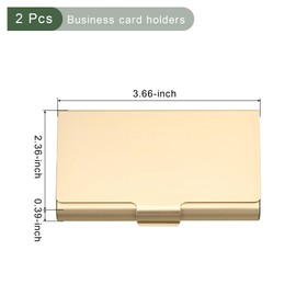 YOKIVE 2 Pcs Business Card Holder, Flip Cover Style | Keep Cards Neat, Great for Office, Home, Daily Use (Gold, 3.66x2.36x0.39-Inch)