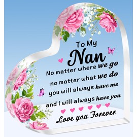 TTOVEN Nan Gifts Nan Birthday Gifts Mothers Day Gifts Beautiful Heart Acrylic Plaque Nan Christmas Gifts