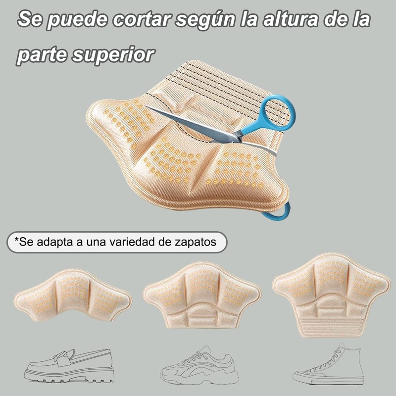 Almohadillas de Talón para Zapatos Sueltos, 4 Pares de Agarres