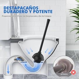 LOVLOY - Juego de émbolo y cepillo de inodoro, cepillo de silicona con émbolo resistente, soporte ventilado, combo 2 en 1 para limpieza de baño
