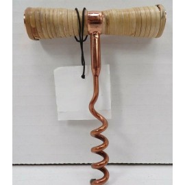 West Elm Copper Cane Bar Ware Wine Cordscrew Opener Ratten 3.75" Rose Gold #9892