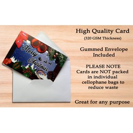 5-500 Pack A5 Luxury Christmas Cards Xmas Greeting Cards Festive Blank message with Envelope - 320GSM UK Made - Family, Friends, Businesses - Winter Wreath Mistletoe Snow Traditional (5 Pack)