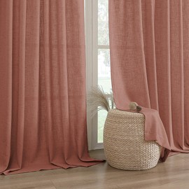 H.VERSAILTEX Linen Curtains 84 Inch Length for Living Room 2 Panel Set Neutral Modern Farmhouse Window Privacy Linen Fabric Drapes for Farmhouse Window Treatment Curtains, 52 x 84 - Terracotta