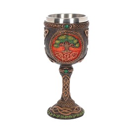 Nemesis Now Green Tree of Life Wine Goblet Resin with Stainless Steel Insert 21cm One Size