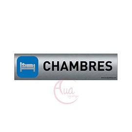 AUA SIGNALETIQUE - Plaque de porte Aluminium brossÃ© imprimÃ© AluSign - 200x50 mm - Double Face adhÃ©sif au dos - Impression UV directement sur l'aluminium (Pas de contre collage) (Chambres)