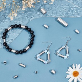 UNICRAFTALE 40 Pcs 8 Sizes 5/7/8/8.5/1012/25mm Tube Spacer Beads Stainless Steel Loose Beads Tube Large Hole Spacer Beads Smooth Surface Beads Finding for DIY Bracelets Necklace Jewelry Making