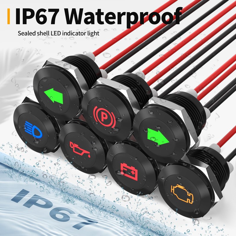 RVMARINEPAT 12V LED Indicator Light Small Indicator Light Waterproof 1/2"