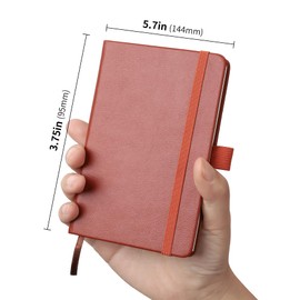 ZUIMER 3Pack Pocket Notebook Small Notebook Journal Notebook 4 inches x 5.7 inches 200 Pages Leather Cover With Pen Holder Page Marker Ribbons (Borwn*3)