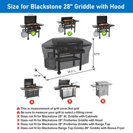 Heavy Duty Griddle Cover for Blackstone 28 inch Griddle with Hood,Rip-Proof 5483 Premium Griddle Cover,Upgraded Waterproof UV & Fade Resistant Flat Top Gas Grill Cover with Strap and Air Vent