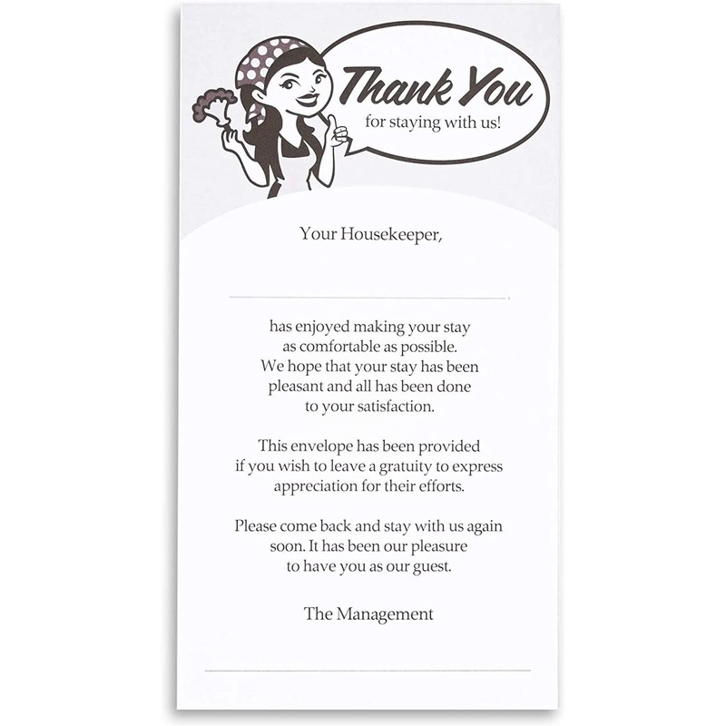 Juvale Tip Envelopes for Housekeeping - 3.5 x 6.5 Inches,