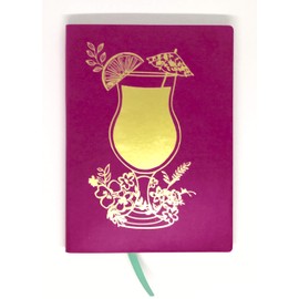 Lady Jayne Hot Pink Soft Cover Faux Leather Gold foil Embellished Cocktail Drink Glass Writing Diary Journal Notebook