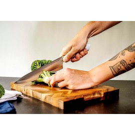 DURA LIVING EcoCut 3-Piece Kitchen Knife Set - High Carbon Stainless Steel Blades, Sustainable Ergonomic Handles, Eco-Friendly Knives with Sheaths Grey