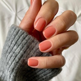 Orange Press on Nails Short,KXAMELIE False Nails Short Square Nails Press ons,Acrylic Nails Glue on Nails Set,Stick on Nails for Women Fake Nails for Girls Daily Wear in 24PCS