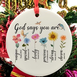 God says You are Bible Verse Keepsake, Christian Gifts, Birthday Gifts, for Her Him, Jesus Ceramic Christmas Ornament, Funny, Stocking Stuffer