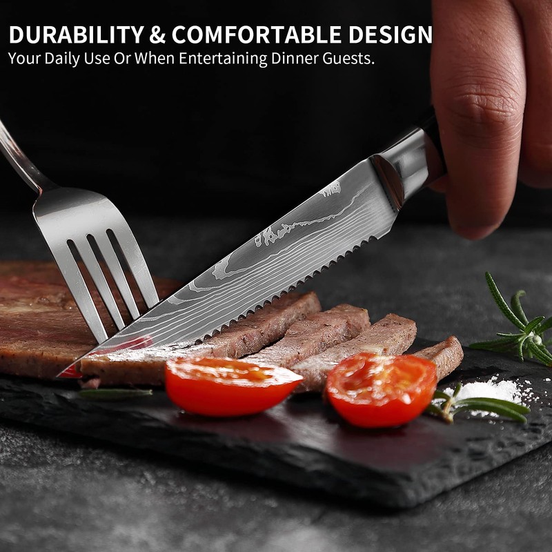 XT XITUO Serrated Steak Knife Set - 6pcs Premium 4.5