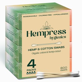 Hempress Hygienics Organic Cotton Swabs for Ears, Soft Swab Sticks for Ear Cleaning, Makeup Touch-Ups, Skincare, Nail Care & More, Non-Toxic Travel Essentials (800 Count)