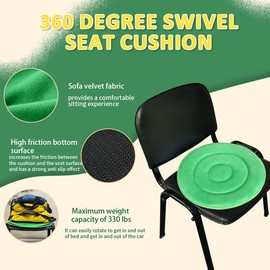 Ehucon 360 Degree Swivel Seat Cushion for Car or Chair,Rotating Seat Cushion for Elderly,Swivel Car Seat Chair Assist for Elderly to Turning Easily from Bed to Wheelchair (Green-1Count(15.7"X15.7"))