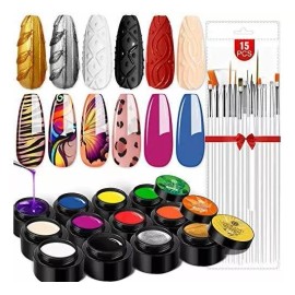 Saviland Gel Para Uñas Saviland 12 Colores Con 15 Pinceles De Dibujo