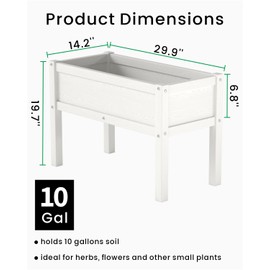 BIVODA Small HDPE Raised Garden Bed, Elevated Planter Box with Legs, Outdoor All-Weather Planter Raised Beds for Seeds, Herb, Flower, Vegetable (White)