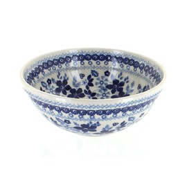 Blue Rose Polish Pottery - Blue Vintage Blue Daisy Cereal/Soup Bowl - 6.5" Diameter - Great Bowl for Everyday Dinnerware, Casual Dinnerware, or Formal Dining