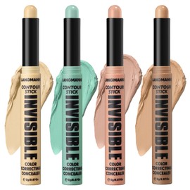 Jolilab 4 Color Contour Stick Concealer Stick Cream Palette Contour Multifunctional Contouring Makeup Kit for Face Highlighter Makeup Stick Set Long Lasting & Waterproof(01+02+04+06, 1)