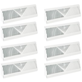 15 Inch Baseboard Register Vent (Duct Opening Size), 3 Different Airflow Directions Baseboard Vent Covers, 8 Pcs Adjustable Airflow Floor Baseboard Diffuser, White Aluminum Register Vent Cover