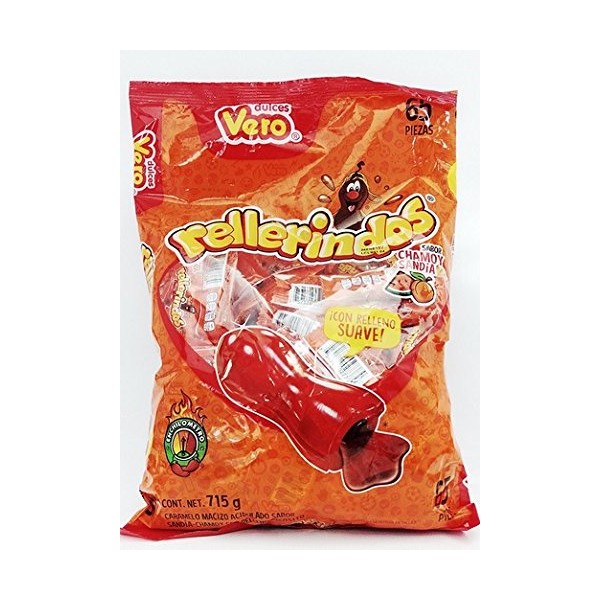 Vero Mexican Tamarindo Candy Rellerindos New Chamoy Sandia Flavor - 65 Pieces Count Limited edition Tamarindo Shaped Flavored spicy intense tasty mexican hard caramel candy snacks [Misc.]
