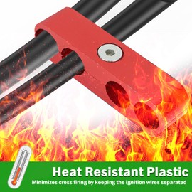 EASYBERG Spark Plug Wire Separators Aluminum Kit, 7mm 8mm 9.5mm Engine Spark Plug Wire Separator Divider for Looms SBC 350(Red)