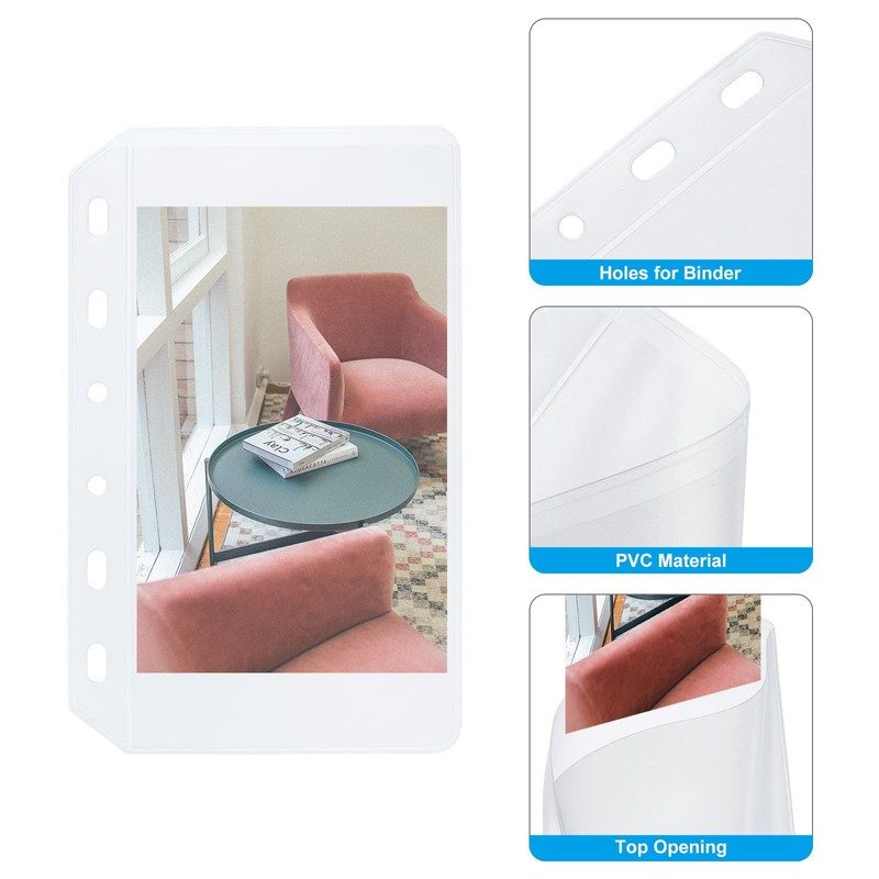 PATIKIL A7 Binder Pockets, 12 PVC 6 Ring Binder Pouch
