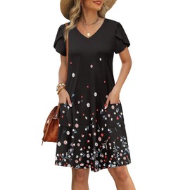 OFEEFAN Plus Size Dresses for Curvy Women Summer Spring Tshirt Dress Sundresses Beach Vacation Clothes Cruise Outfits Print 07 2XL