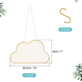 PATIKIL Set of 2 Earring Holder Organiser Wall, Necklace Holder Hanging Earring Organiser Jewellery Organiser Wall with 16 Hooks for Earring Necklace Jewellery Wall Decoration Clouds