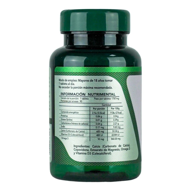Calcio 600 Herbalia Lab Vitamina Omega Tabletas