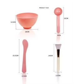 Unbranded 3 in 1 Face Mask Mixing Pink Bowl Set Facial Care Tool Sets Silicone DIY