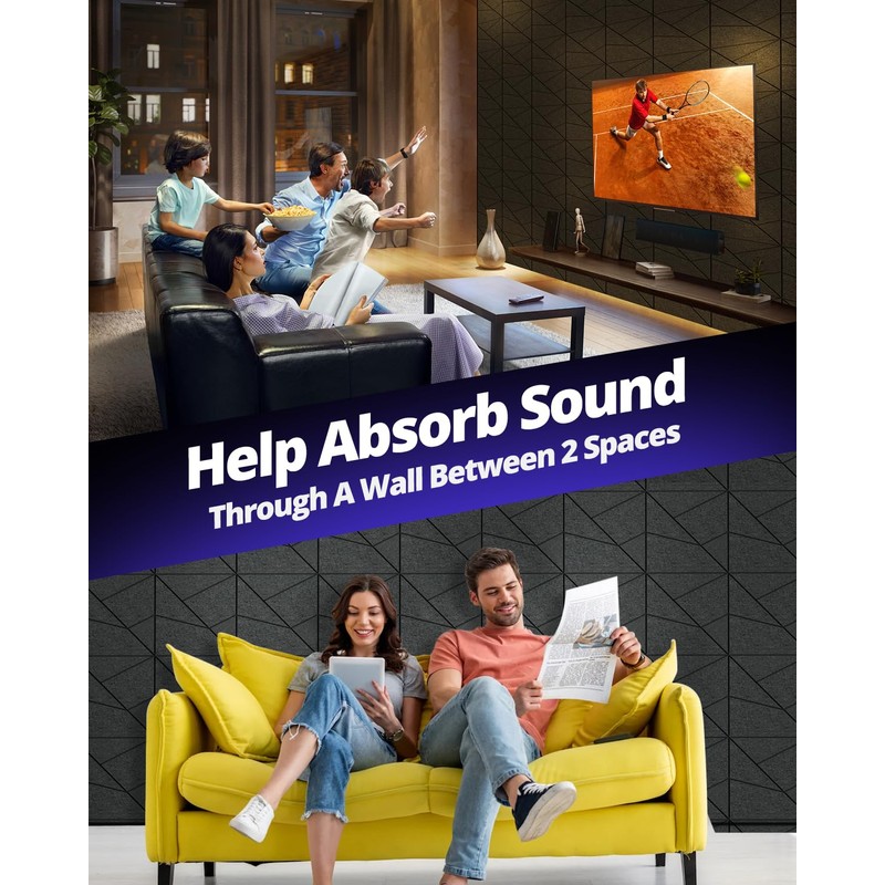 Soundproof Wall Panels, Acoustic Self-Adhesive Sound Proof Panels for Walls,