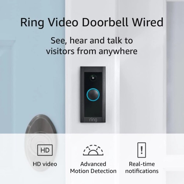 Branded Ring Video Doorbell Wired – HD Cam, Two-Way Talk