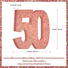 50th Birthday Decorations for Women,50th Anniversary Decorations, Rose Gold Pink Glitter 50th Birthday Party Centerpieces for Table Decorations, 50 Table Topper Decor