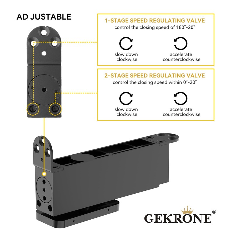 GEKRONE Self Closing Concealed Door Pivot Hinges Heavy-Duty Spring Hydraulic
