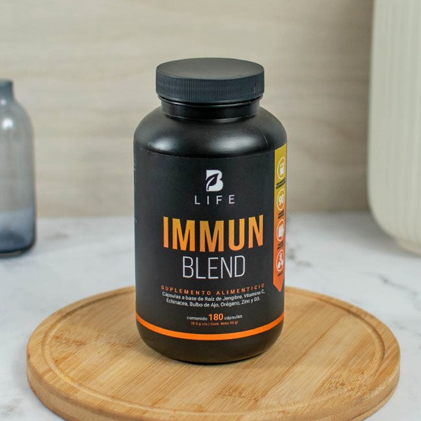 B Life Immun Blend | Multivitamínico de Vitamina C + Jengibre, 90 Cápsulas | 500 mg