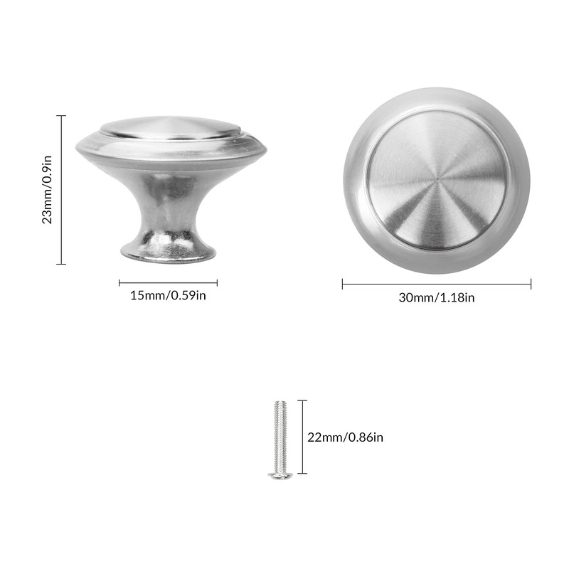 YSDMY 12 Pcs Silver Round Cabinet Door Knobs,30mm Cupboard Handle,Drawer